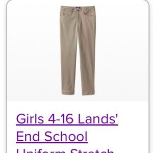 Girls Lands' End school uniform  Stretch pencil Pants - Khaki